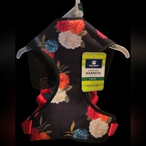 Top Paw Black Harness with Floral Design-Size L NWT
